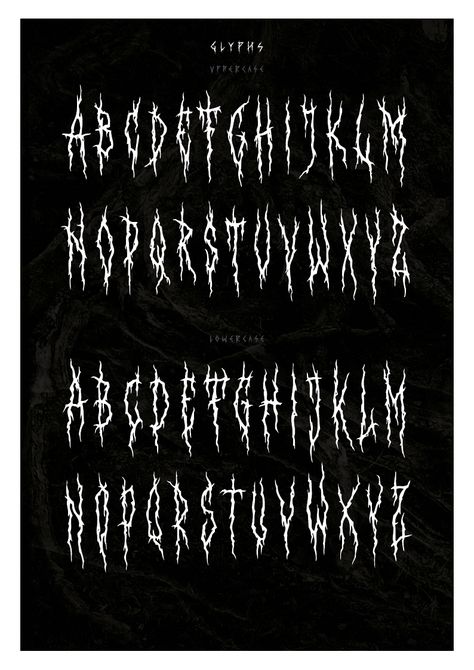 XXII Daemon - Font on Behance Dark Fonts, Alfabet Font, Tattoo Lettering Styles, Metal Font, Muster Tattoos, Graffiti Lettering Fonts, Tattoo Lettering Fonts, Tattoo Font, Lettering Alphabet Fonts