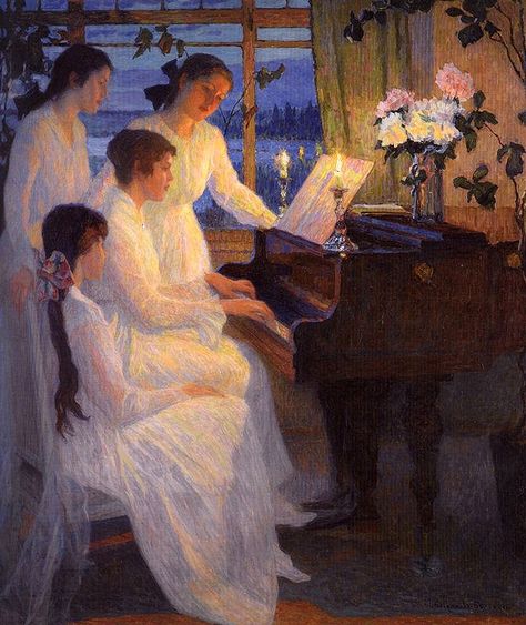 Bogdanov-Belsky, Nikolai (1868-1945) - 1910 Symphony (Priv… | Flickr Women In White, Piano Art, Playing The Piano, Three Women, John Singer Sargent, Art Ancien, Musical Art, Paintings I Love, Russian Art