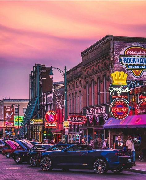 Beale Street Memphis Beale Street Memphis, Pink Club, Memphis City, Downtown Memphis, Beale Street, French Army, City Photography, Military Art, Art Inspo