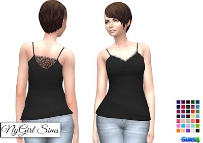 NyGirl Sims 4: Lace Trimmed Camisole Clothing Female, Sims 4 Downloads, Sims 4 Update, Sims 4 Cc Finds, Sims 4 Clothing, Cc Finds, Maxis Match, Custom Content, Lace Tank Top