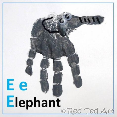 Handprint Alphabet, E Is For Elephant, Letter E Craft, Abc Crafts, Alphabet E, E Craft, Alphabet Crafts, Footprint Art, Handprint Craft