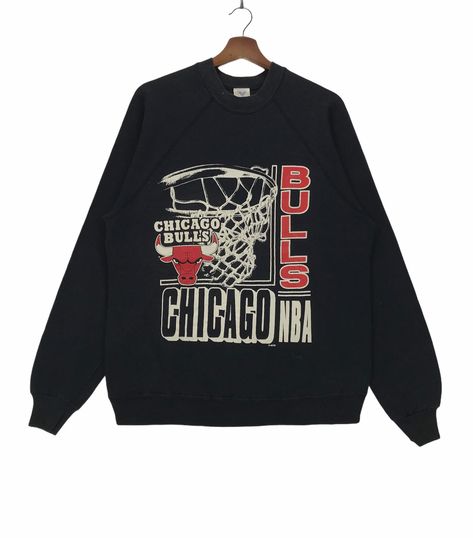 Vintage 80s 90s Chicago Bulls NBA Crewneck Sweatshirt Spellout Chicago Bulls Basketball Team Pullover Large Size Vintage Sweatshirt. by ClockworkThriftStore on Etsy 90s Chicago Bulls, Chicago Bulls Sweatshirt, 90s Nba, Chicago Bulls Basketball, Bulls Basketball, Champion Pullover, Pug Shirt, Nba Chicago Bulls, Shirt Store