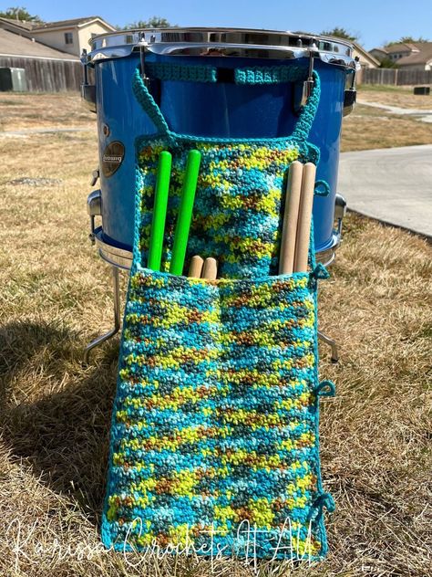 Crochet Drum, Crochet For Friends, Drumstick Bag, Drum Stick Bag, Bag Free Crochet Pattern, Animal Bags, Crochet Stitches For Beginners, Variegated Yarn, Le Crochet