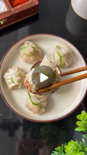 Neha 🥢 Food blogger on Instagram: "15 min veggie dumpling 🥟 100% gluten free!  Vegan, healthy and easy to make✨  Making dumplings at home has never been easier. Agar apne ek bar ye try kia to I am sure you’re going to love it.. (be prepared to make a second batch soon)🙌  Detail recipe with chilli garlic dipping sauce is now live on YouTube channel and the link is in bio!  Or comment “Recipe” and I will DM you the recipe link! . . . #veggiedumplings #dumplings #dimsums   (Veggie dumplings, healthy dimsums, Rice paper dumplings, monsoon recipe, dumplings, dim sum, vegetarian recipe, vegan)" Vegetarian Dim Sum Recipes, Rice Paper Dumplings Vegetarian, Dumplings Recipe Vegetarian, Vegan Dumplings Recipe, Veggie Dumplings Recipe, Healthy Dumplings, Dimsum Recipes, Recipe Dumplings, Rice Dumplings Recipe