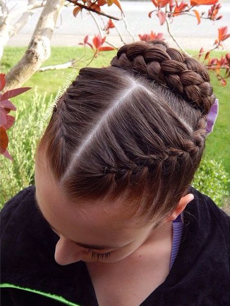 two braids and a braided bun updo Two French Braids, Double French Braids, Ballet Hairstyles, Competition Hair, Layered Haircuts With Bangs, Hairdo Wedding, Plaits Hairstyles, French Braid Hairstyles, Dance Hairstyles