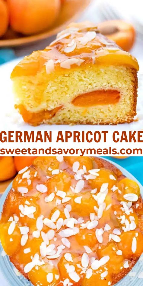 German Apricot Cake, also known as Aprikosenkuchen, has a lightly leavened cake base with a moist and tender texture and a sweet fruit topping. Apricot Cake Recipe, Dessert List, Austrian Desserts, Fruit Topping, Mouthwatering Desserts, Apricot Cake, Apricot Recipes, German Cake, German Baking