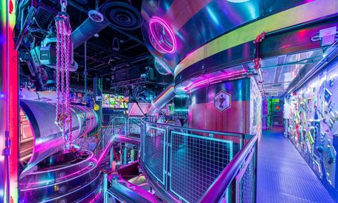 Meow Wolf Aesthetic, Meow Wolf Grapevine, Wolf Lights, Meow Wolf Vegas, Neon Wolf Wallpaper, Omega Mart, Wolf Neon Sign, Meow Wolf, Concept Vehicles Sci Fi