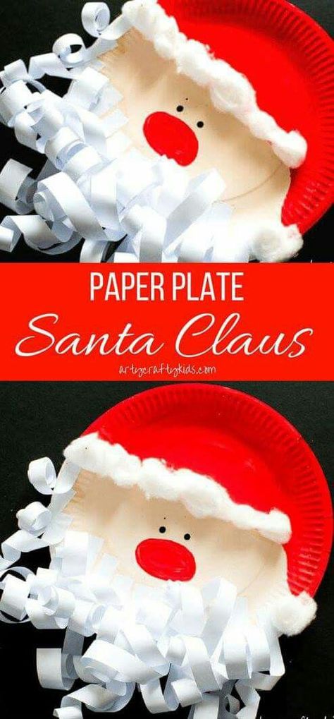 Paper Plate Santa Craft, Santa Craft For Kids, Paper Plate Santa, Santa Craft, Paper Plate Crafts For Kids, Christmas Paper Plates, Santa Crafts, Christmas School, Paper Plate Crafts