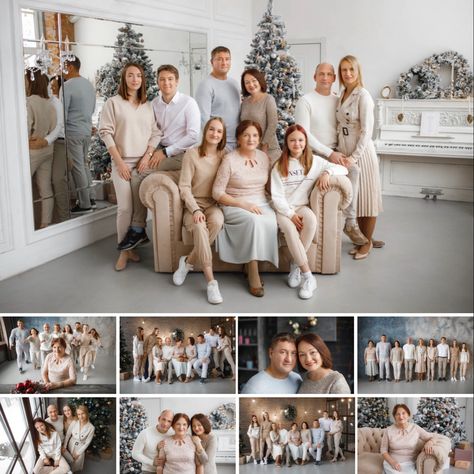 Family Christmas Pictures Large Group, Large Indoor Family Photoshoot, Indoor Family Photos Large Group, Adult Family Poses Christmas, Big Family Indoor Photoshoot, Group Christmas Photo Ideas, Large Family Photos Indoor, Indoor Family Photos Christmas, Large Family Photo Poses Indoor