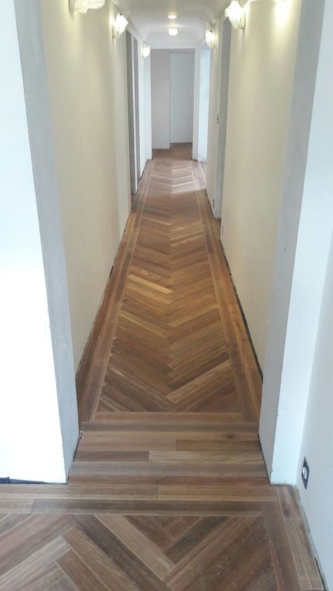 Herringbone Wood Floor Hallway, Wood Tile Bedroom, Wood Tiles Bedroom, Tile Bedroom Floor, Tile Bedroom, Wood Floor Pattern, Wood Floor Design, Kitchens Ideas, Hall Flooring