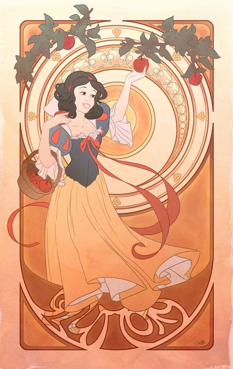 Seven Deadly Sins. Disney Princess + art nouveau = yes. Art Nouveau Disney, Fan Art Disney, Disney Illustration, 7 Sins, Animation Disney, Sette Nani, Images Disney, Deviant Art, Art Disney