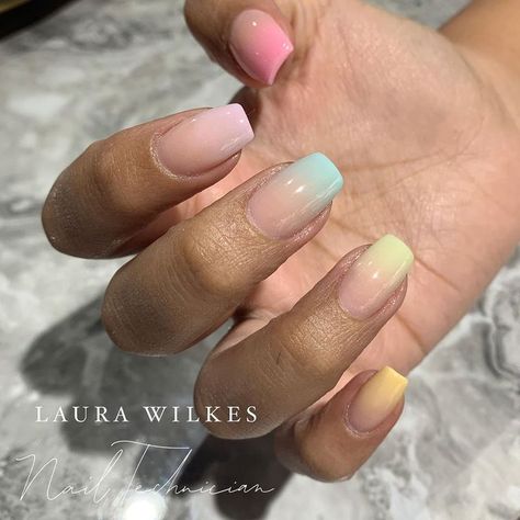 Nail Designs Pastel, Pastel Blue Nails, Sky Blue Nails, Natural Looking Nails, Long Square Nails, Pastel Nails Designs, Pastel Nail, Glitter Manicure, Cute Nail