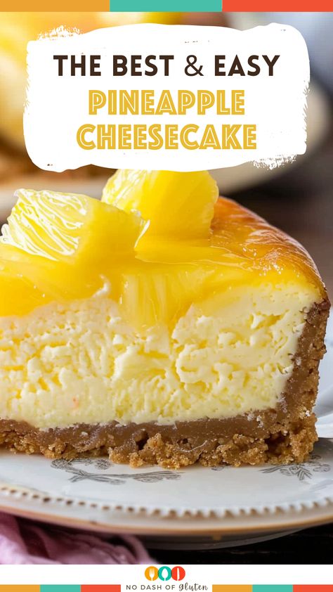 Delicious Pineapple Cheesecake Pineapple Cheesecake Dessert, Easy Tropical Desserts, Pineapple Cheesecake Recipes, Pineapple Cheesecake Pie, Pineapple Cheesecake Bars, Pineapple Cheesecake No Bake, Pinapple Recipes Dessert, Cheesecake No Bake Recipes, No Bake Pineapple Dream Dessert