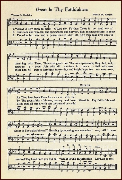 Little Birdie Blessings : Great is Thy faithfulness Sunday Scripture, Great Is Thy Faithfulness, Vintage Sheet Music, Christian Encouragement, Vintage Images, Bible Study, Verses, Sheet Music, Encouragement