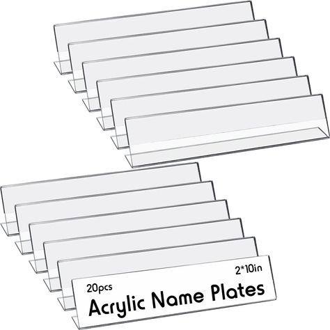 PRICES MAY VARY. What You Can Get: you will receive 20 pieces of acrylic name plates for desks; Our name plate measures about 10 x 2 inches in length and width, 1.5 mm in thickness; Sufficient quantity and suitable size can meet your daily use and replacement needs, and you can share them with your family members or friends Reliable and Quality Material: clear desk name plates are made of reliable acrylic material, safe and odorless, which are easy to clean and not easy to break or deform, can b Printable Office Door Name Tag Plate, Classroom Table, Name Tent, Clear Desk, Desk Plates, Classroom Tables, Name Plates, Desk Name Plates, Sign Holder