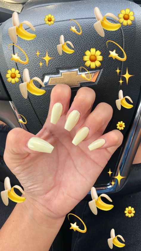 Banana Yellow Nails, Sumner Nails, Banana Nails, Summer Acrylic, Banana Yellow, Go Bananas, Summer Acrylic Nails, Go Crazy, Yellow Nails