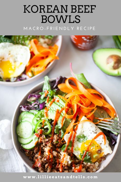 Don't miss this recipe for my macro-friendly Korean beef bowl. Korean Beef Bowl, Beef Bowl, Beef Bowls, Macro Friendly Recipes, Bulgogi Beef, Korean Beef, Macro Meals, Veggie Soup, Bulgogi