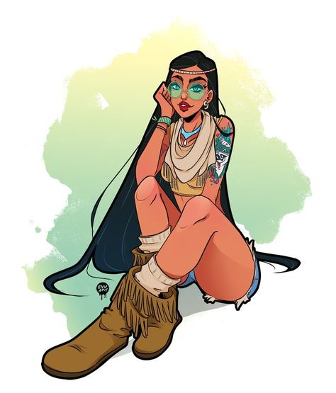 Emmanuel Viola (@evviart) • Instagram photos and videos Hipster Disney, Evvi Art, Disney Princess Villains, Disney Princess Pocahontas, Princess Pocahontas, Princess Illustration, Coloring Pages For Grown Ups, Disney Pocahontas, Twisted Disney