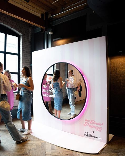 Create a fun and interactive space for influencers to engage in? You got it! ✔️ 🌸💕 ⚒️ • Had a great time curating this space for our friends at @craftpr today. • Showcasing the incredible collaboration with @reitmans & @thebirdspapaya we worked with Craft to transform Toronto’s very own @storysbuilding - and outfitted it with a custom fabricated ball pit area, larger than life photo moment mirror wall, large scale fabric prints and pink decor galore 🌸⚒️ 💕 Interactive Photo Wall, Interactive Space, Photo Moment, Larger Than Life, Exhibition Booth Design, Scale Fabric, Exhibition Booth, Fabric Prints, Mirror Photo