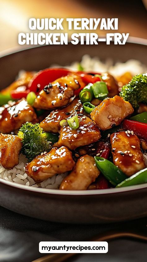 This quick Teriyaki Chicken Stir-Fry is the ultimate fall dinner idea, combining tender chicken, fresh vegetables, and a flavorful teriyaki sauce. Ready in under 30 minutes, it’s a weeknight hero that brings both ease and flavor to the table, making it a perfect addition to cozy, cool autumn evenings. Chicken Tofu Stir Fry, Chicken And Shrimp Stir Fry Recipes, Chicken Terriaki Chicken Bowl, Chicken Terriaki Chicken Stir Fry, How To Make Teriyaki Chicken, Rotisserie Chicken Stir Fry, Stir Fry Chicken And Veggies, Japanese Chicken Teriyaki, Quick Teriyaki Chicken