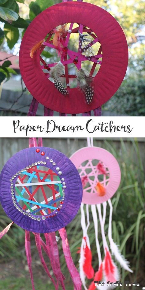 paper dream catchers Paper Dream Catcher, Dream Catcher Craft For Kids, Paper Plate Dream Catcher, Plate Dream Catcher, Dream Catcher Craft, Fun Crafts To Do, Paper Plate Crafts, Paper Crafts For Kids, Craft For Kids