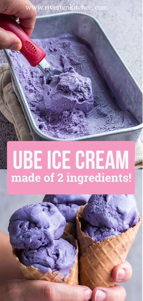 Filipino purple yam flavored ice cream Ube Donut Recipe, Ube Ice Cream, Ube Recipes, Homemade Donuts Recipe, Ice Cream Scooper, Ice Cream Tubs, Filipino Foods, Purple Yam, Milk Ice Cream