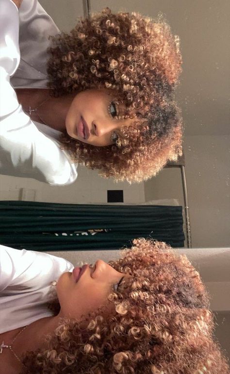 Curly Hair Cuts 4a, Light Brown Curly Hair Black Women, Curly Dyed Hair Natural Curls, Cabello Afro Natural, Dyed Curly Hair, Girl Hair Colors, Mixed Curly Hair, Dyed Hair Inspiration, Colored Curly Hair