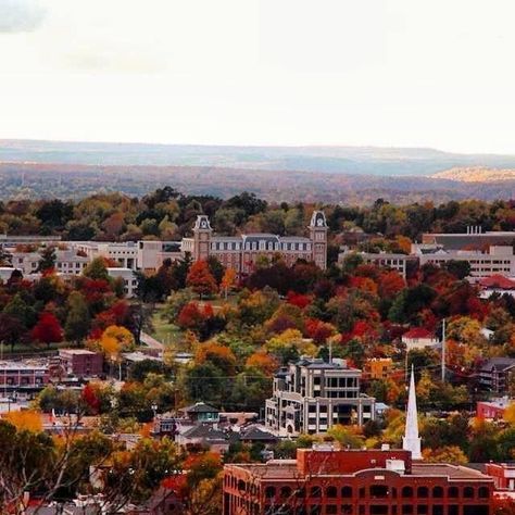 Downtown Fayetteville Arkansas in the Fall Old Main on U of A Campus Visit Arkansas, U Of A, Fayetteville Arkansas, Ozark Mountains, Dream College, College Town, Immaculate Conception, University Of Arkansas, Arkansas Razorbacks