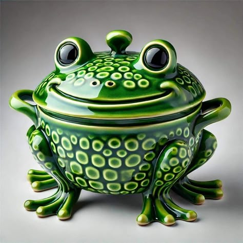 Frog Ceramics, Clay Frog, Frog Stuff, Small Pots, Ceramic Frogs, Frog Decor, Frog Art, Art Design, Collectibles