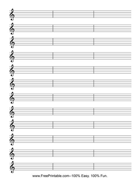 Customize Your Free Printable Blank Sheet Music Treble Clef with Measures Dulcimer Music, Free Printable Sheet Music, Blank Sheet Music, Printable Pictures, Printable Sheet Music, Treble Clef, Printable Crafts, Printable Games, Printable Quotes