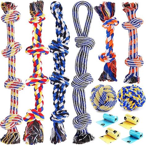 Pet Supplies : Large Dog Toys for Aggressive Chewers, 12 Pack Tough Dog Chew Toys for Large Dogs, Heavy Duty Tug of War Dog Toy, Indestructible Dog Rope Toy for Medium and Big Breed, 100% Cotton for Teeth Cleaning : Amazon.com Strong Dog Toys, Big Dog Toys, Dog Rope Toy, Dog Toys For Aggressive Chewers, Dog Boredom, Durable Dog Toys, Kinds Of Dogs, Dog Chew, Dog Teeth