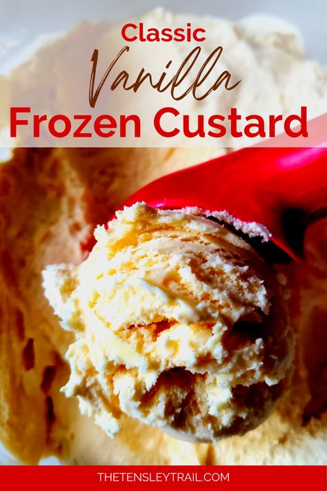 Frozen Custard Recipe, Frozen Custard Recipes, Vanilla Custard Recipe, Custard Ice Cream, Custard Recipe, Ice Cream Maker Recipes, Frozen Custard, Custard Recipes, Easy Blueberry