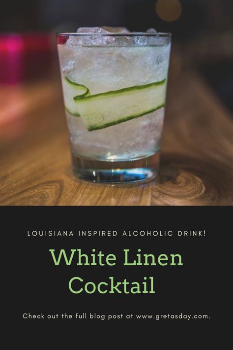 White Linen Cocktail recipe. This alcoholic drink is inspired by a Louisiana beverage. It's light and refreshing for those warm days. | Gin | Elderflower | Simple but unique | Signature wedding cocktail White Linen Drink Recipe, White Linen Cocktail Recipe, Refreshing Alcoholic Drinks Easy, White Linen Drink, Clear Cocktail Recipes, Pier Restaurant, White Linen Cocktail, Clean Cocktails, Vodka Cocktails Easy