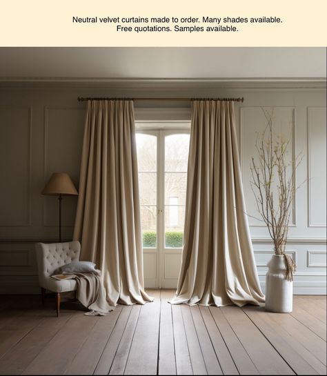 SAMPLE ONLY FOR MADE TO MEASURE VELVET WINDOW CURTAINS. CREAM NEUTRAL IVORY BAY Curtains Cream, Neutral Curtains, Ivory Curtains, Bay Door, Pencil Pleat, Velvet Curtains, Fabric Samples, Velvet Fabric, Window Curtains