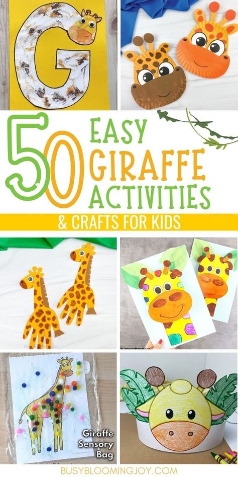 Fun, easy giraffe activities and crafts for kids, toddlers & preschoolers. Giraffe toddler activities to do at home, preschool or kindergarten. Quick DIY giraffe crafts for toddlers with handprints, free printable templates, sheets of paper, TP rolls and more. Simple sensory play giraffe activities, feed the giraffe activity, directed giraffe drawing, giraffe painting & outdoor activities. Giraffe art activities & preschool crafts. Giraffe toddler crafts & activities for 2 year olds & up. Jungle Art Preschool, Giraffe Activities, Outdoor Toddler Activities, Drawing Giraffe, Diy Giraffe, At Home Preschool, Giraffe Birthday Parties, Animal Crafts Preschool, Jungle Crafts