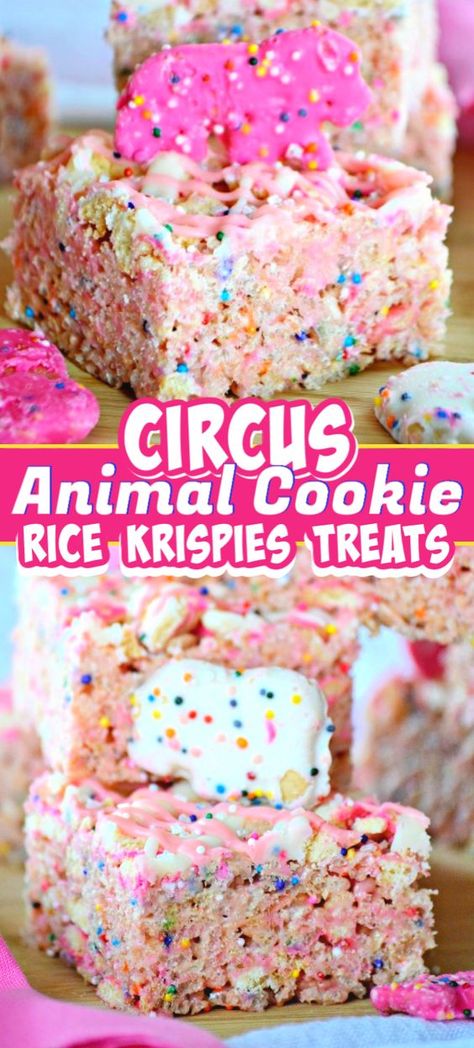 Circus Animal Cookies, Rice Cereal Treats, Circus Animal Cookie, Animal Cookie, Krispie Treats Recipe, Rice Krispies Treats, Tout Rose, Krispies Treats, Cereal Treats