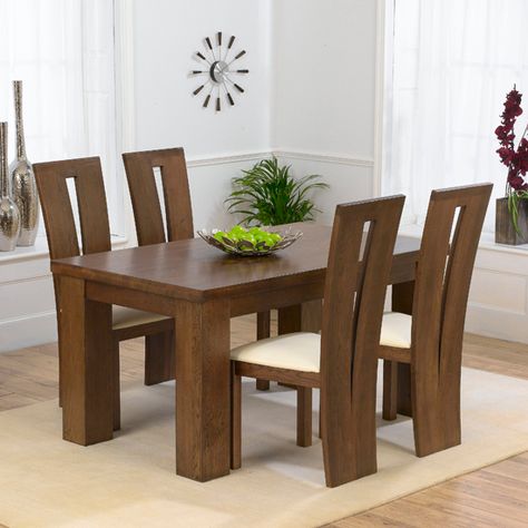 Latest Dining Table, Dining Room Furniture Design, Wooden Dining Table Designs, 4 Seater Dining Table, Dining Table Design Modern, Oak Dining Room, Solid Oak Dining Table, Wood Dining Room Table, Set Meja Makan