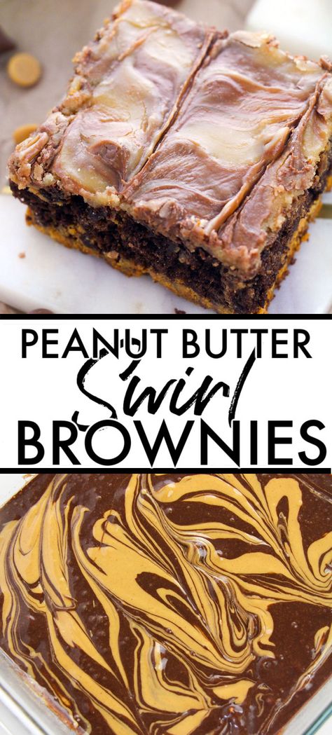 Peanut Butter Swirl Brownies are so good! If you're a peanut butter + chocolate lover like me, you'll love the layer of brownie, swirl of peanut butter, and then a peanut butter frosting. Easy, from scratch, and perfect for a craving! | www.persnicketyplates.com Desserts Recipes Chocolate, Peanut Butter Frosting Easy, Peanut Butter Swirl Brownies, Brownie Desserts Recipes, Chocolate Peanut Butter Brownies, Swirl Brownies, Lost 100 Pounds, Peanut Butter Frosting, Butter Frosting