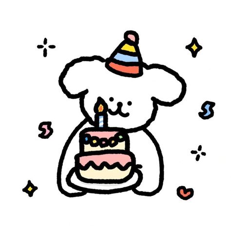 Birthday Wish Drawing, Happy Birthday Cute Sticker, Happy Birthday Icons Aesthetic, Happy Birthday Stickers Aesthetic, Cute Drawings Birthday, Happy Birthday Cartoon Cute, Cute Happy Birthday Doodles, Birthday Letters Aesthetic, Birthday Icons Aesthetic