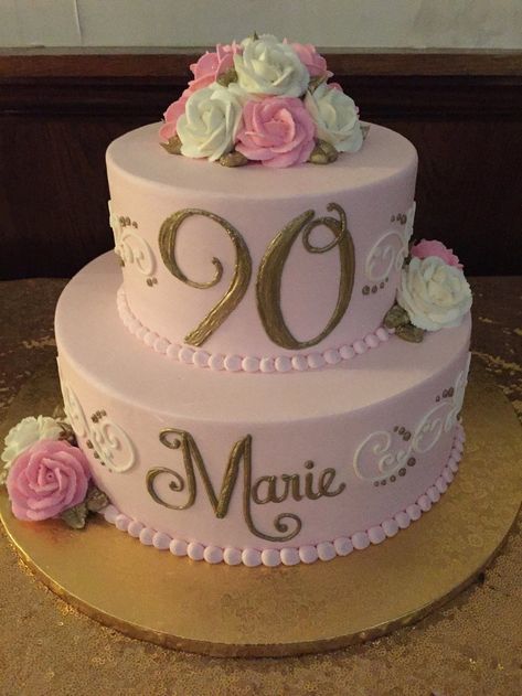 Pastries Bakery, 90th Birthday Party Decorations, Grandmas Birthday Party, Birthday Cake Pinterest, Grandmas Birthday, 90 Birthday, Birthday Cake Roses, 90th Birthday Decorations, Birthday Grandma