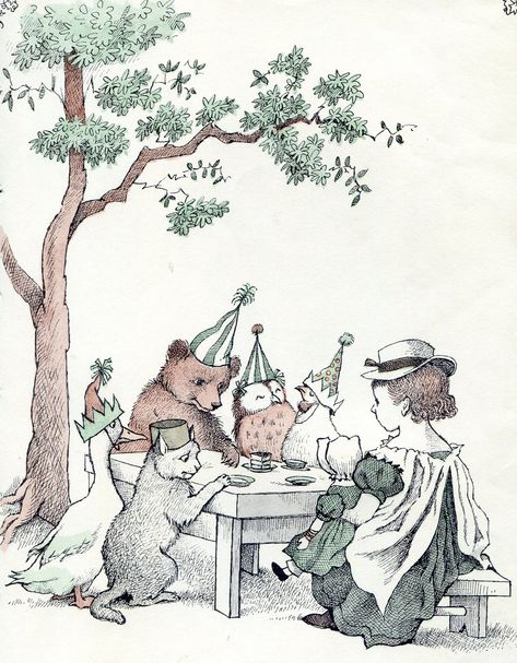 Everything was fine until it came to would get the last piece of cake. Then the fur flew. And the feathers and talons and claws... Maurice Sendak, Bear Birthday Party, Bear Illustration, Bear Party, Vintage Teddy Bears, Vintage Nursery, Bear Birthday, Piece Of Cake, Baby Birthday Party