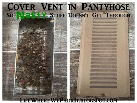 Life Where We Park It: Cover Vent with Pantyhose Camper Remodel Ideas, Camper Trailer Remodel, Rv Camping Tips, Camper Hacks, Travel Trailer Camping, Retro Camping, Camper Storage, Trailer Living, Travel Trailer Remodel