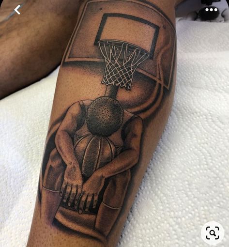 Basketball Leg Tattoos, Basketball Inspired Tattoos, Basketball Sleeve Tattoo, Basketball Tattoos For Men, Legs Tattoo Men, Leg Tattoo Men Ideas, Leg Tats Men, Leg Tattoo Ideas For Men, Calf Sleeve Tattoo