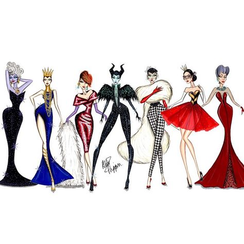 The Disney Villain Fashionistas by Alex Phippen Female Villain Costumes, Evil Disney, Villain Costumes, Female Villains, Disney Princess Fashion, Disney Villain, Disney Memes, Fashion Design Drawings, Princess Style