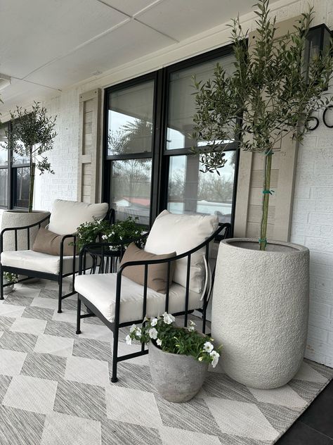 Crosby St. Jett Polystone Tall … curated on LTK Modern Front Porches, Front Porch Furniture, Deck Decor, Patio Inspiration, Backyard Furniture, Porch Furniture, Backyard Remodel, White Picket Fence, Front Porch Decorating