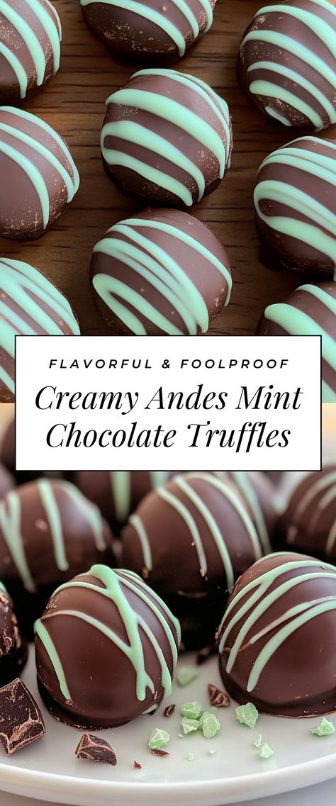 Image for Creamy Andes Mint Chocolate Truffles Andes Mint Thumbprint Cookies, Andes Mint Baking Chips Recipes, Copycat Andes Mints, Andes Candies Desserts, Mint Christmas Candy, Andes Mint Truffles, Peppermint Chocolate Truffles, Andes Mints Recipes, Mint Meltaways Candy