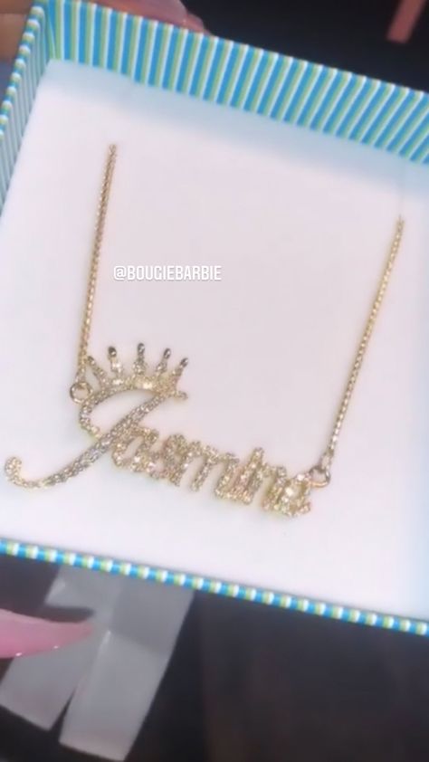 Luxury Diamond Necklace Named As Gift, Luxury Diamond Name Necklace, Luxury Diamond Accents Name Necklace, Luxury Personalized Diamond Name Necklace, Baddie Name Necklace, Pandora Bracelet Designs, Dope Jewelry Accessories, Expensive Jewelry Luxury, Gold Rings Fashion