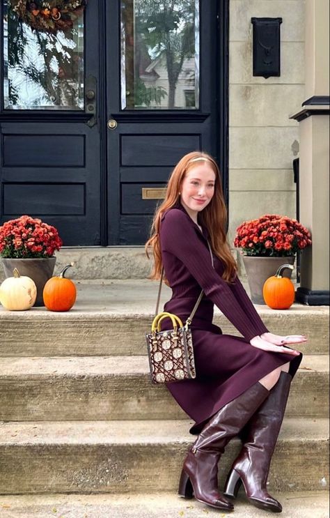 Professional Model, Red Outfit, Ginger Hair, Classy Women, Dress And Heels, Fall Winter Outfits, In A World, Manners, Preppy Style