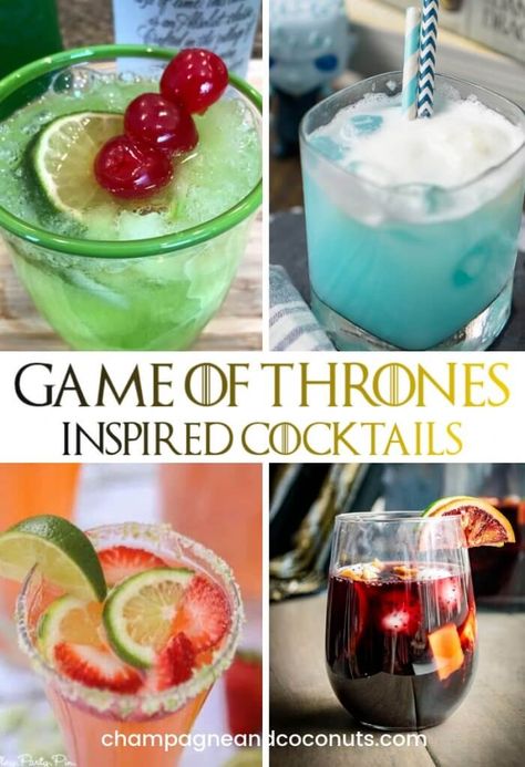 Whether you like your Game of Thrones drinks to be hot like wildfire or cold like a white walker, we've got you covered. You'll be able to sip like Cersei Lannister on Highgarden's best. Pour up some yummy libations and drink away. | champagneandcoconuts.com #GameofThrones #GOT #cocktail #drink #sangria Game Of Thrones Drink, Game Of Thrones Cocktails, Dessin Game Of Thrones, Raspberry Drink, Game Of Thrones Theme, Daiquiri Cocktail, Game Of Thrones Party, Pumpkin Juice, Mocktail Recipes