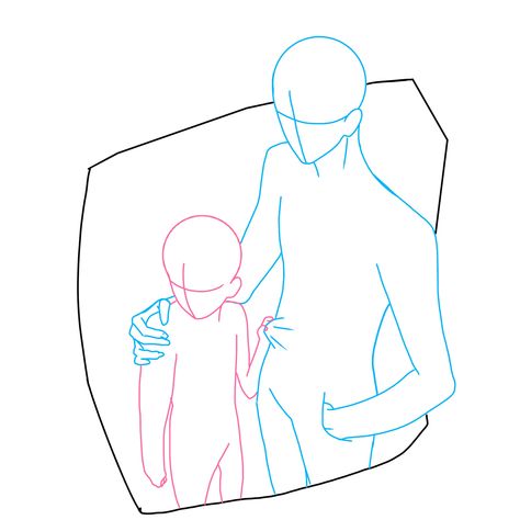 Art Reference Siblings, Anime Base Pose Siblings, Anime Sibling Pose Reference, Found Family Drawing Reference, Drawing Reference Poses Siblings, Sibling Art Reference Poses, Sibling Pose Drawing, Siblings Drawing Reference Poses, Character Protecting Another Pose